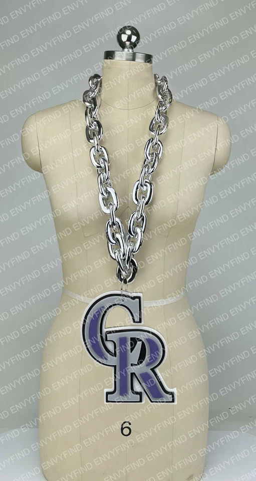 New MLB COLORADO ROCKIES SILVER Jumbo Big Fan Chain Necklace Foam MI USA - Image 1 of 3