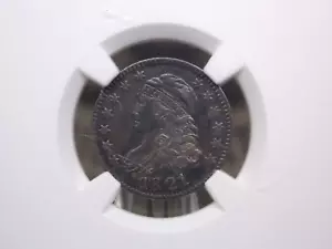 1821 BUSTO Cappato Moneta Argento *GRANDE DATA* 10c NGC AU Dettagli #002 Circa Unc - Foto 1 di 9
