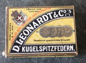 D. Leonardt & Co's Kugelspitzfedern, alte Schreibfeder, Schachtel mit Inhalt - Bild 1 von 4