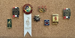 Vintage Lot of 8 OLYMPIC PIN COLLECTION ‘92, ‘95, ‘96, ‘02 Games Advertising US - Picture 1 of 13