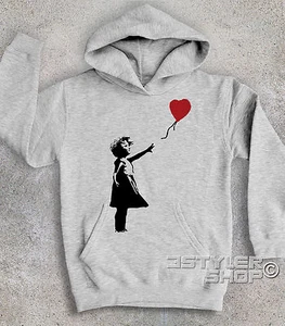 Sweatshirt Child BALLOON GIRL Heart Balloon Street Art - Picture 1 of 1