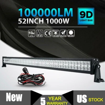 52inch 1000W Combo LED Work Light Bar Spot Flood Driving Offroad SUV UTV ATV - Image 1 of 4