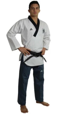 adidas Poomsae Taekwondoanzug Männer Weiß/dunkel Blau - Bild 1 von 2