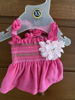 Vestido Lulupink XS Cachorro/Perro Rosa Brillante Calado con Detalle de Flores y Estrás Foto 1 de 3
