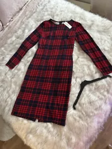 Smart Casual plaid red/black/white MIDI dress fits size 12-14 NEW - Picture 1 of 7