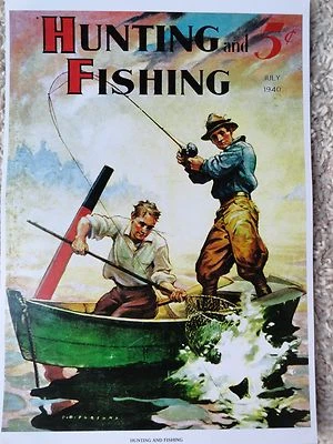 Hunting and Fishing Magazine Cover Poster, July 1940  - Image 1 of 2