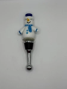 Blown Glass, Hand painted Snowman Wine Bottle Stoppers - Picture 1 of 3