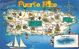 Puerto Rico - Map of the Island - Publ. Rahola Photo Supply - Picture 1 of 2