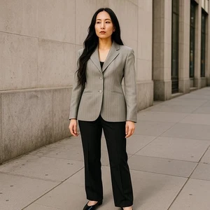 TALBOTS NWT $198 Vintage Stretch Pin Striped Wool Silk Blazer Jacket Top Size 4 - Picture 1 of 7