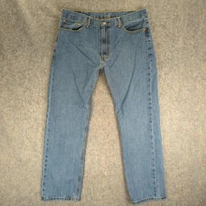 Levis 505 Jeans Mens 38x32 Blue Denim Straight Leg Zip Fly Classic Five Pocket - Picture 1 of 10