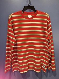 XL Vintage y2k Baumwolle orange & gelb gestreiftes Langarmshirt Indie / 2000er - Bild 1 von 5