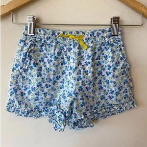 Mini Boden Elastic Waist with Drawstring Ruffle Floral Sweat Shorts Blue Size 6Y - Picture 1 of 8