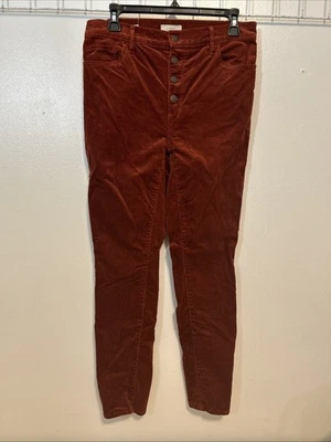 Pantalones LOFT Mujer 8 Naranja Terciopelo Terciopelo Botón Mosca Tiro Alto Ajustados 6204 Foto 1 de 4
