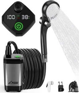 WADEO Tragbare Campingdusche Akku mit Pumpe, Camping Dusche Outdoor 35–45 °C - Bild 1 von 8