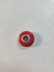 Dije Vintage Cuentas Rojo Negro Mármol con Ojal SS - Imagen 1 de 4