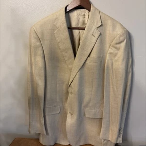 Hart Schaffner Marx Men's Houndstooth Beige Wool Sport Coat Blazer 42 R - Picture 1 of 5