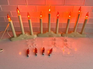 Vintage 3 Light Christmas Candelabra w/ FLAME Flicker Bulbs +Extra Bulbs TESTED! - Bild 1 von 18