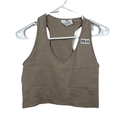 Camiseta sin mangas Velocity para mujer L bronceada recortada ropa deportiva espalda deportiva gofre Foto 1 de 4