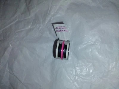 Lia Sophia Fast Track Pink/White/Silver Stripe Wide Band Ring Size 6 - Image 1 of 4