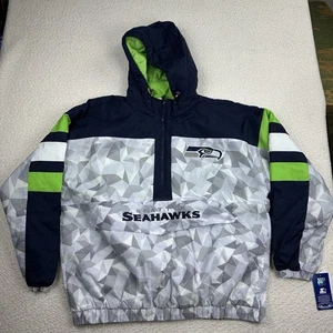 Starter Men's Seattle Seahawks Jacket Size 2XL Anorack Hooded Pockets NFL Winter - Picture 1 of 11