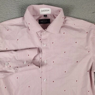 Camisa Paul Smith masculina tamanho XL listrada vermelha com botões manga longa infantil - Imagem 1 de 4