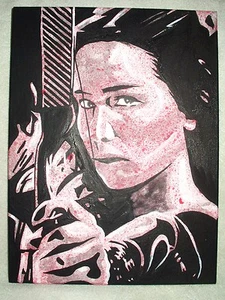 Lienzo Pintura Jennifer Garner Hunger Juegos Rosa Motas Arte 40.6x30.5cm Acrylic - Imagen 1 de 6
