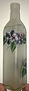 Bemalte 10" Milchglas Quadratisch Küche Flasche Seife Essig Öl Lila Veilchen  - Bild 1 von 4