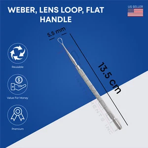 Lazo de lente Weber mango plano 5,5 mm longitud 13,5 cm agarre dentado grado alemán SS - Imagen 1 de 2