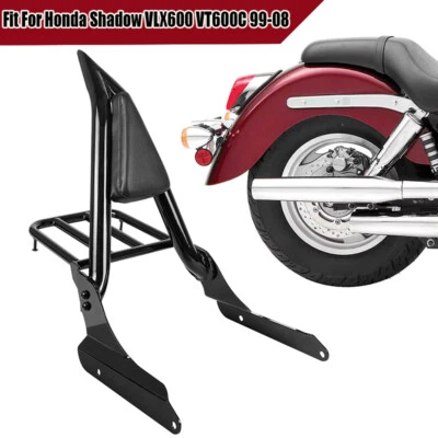 Se adapta a Honda Shadow VLX600 VT600 1999-2007 respaldo trasero barra Sissy y portaequipajes Foto 1 de 4