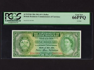 British Honduras(Belize):P-28b, 1$, 1969 * QEII * PCGS Gem UNC 66 PPQ * - Picture 1 of 2