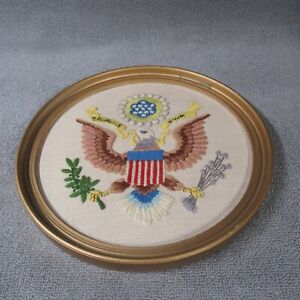 Vtg USMC US Marine Corps Embroidered Art Semper Fidelis Eagle Flag WWII 1946