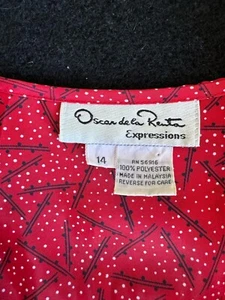 Camicia vintage Oscar De La Renta Expressions rossa con bottoni - Foto 1 di 5