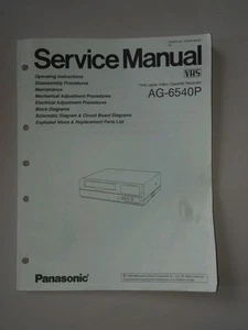 Grabadora de casete de video lapso de tiempo Panasonic Manual de servicio AG-6540P - Imagen 1 de 2