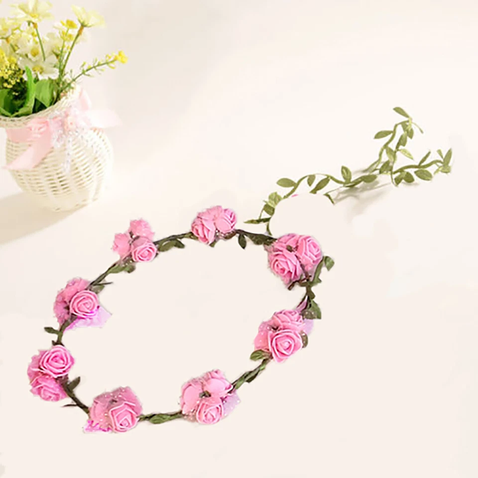 Floral Leafy Headbands Crown Bridal Wedding Prom Party Festival Hair Accessories - Image 1 of 2