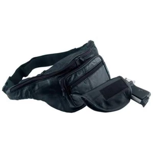Leather Hand Gun Pistol Holder Waist Fanny Pack CCW Concealed Holster Belt Bag - Picture 1 of 4