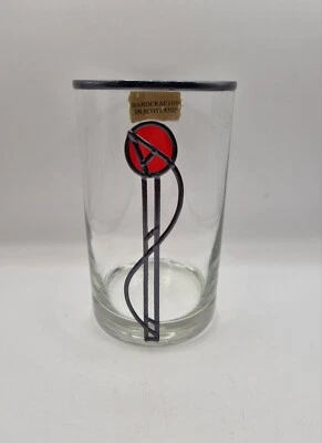 Mackintosh Style Clear Glass Vase With Red Stained Glass And Beading Scotland - Image 1 of 4