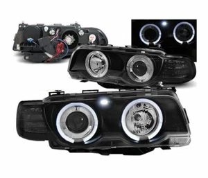 headlights for BMW E38 1998 1999 2000 2001 angel eyes black XENON black LHD - Picture 1 of 1