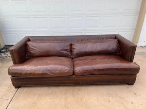 Restoration Hardware Easton Leather Couch Sofa Timothy Oulton Rare Down lux fill - Picture 1 of 10