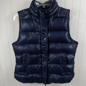 J Crew Vest Women Size S Blue Quilted Puffer Jacket Down And Feathers - Picture 1 of 9