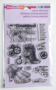 Stampendous STEAMPUNK SHOES ~ Oz Phrases Ruby Slippers Heels GEARS Clear Stamps - Picture 1 of 3