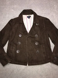 Cappotto donna American Eagle doppiopetto cotone spazzolato marrone taglia large - Foto 1 di 18