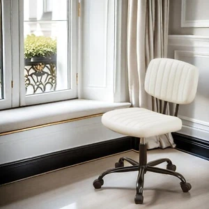 Armless Home Office Desk Chair with Back Lumbar Support, Ergonomic PU Leather... - Picture 1 of 6