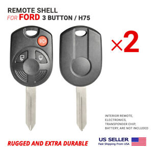 2X Remote Head Key Shell Old Style for Ford With Blade H75 3 Button (Clip-on)