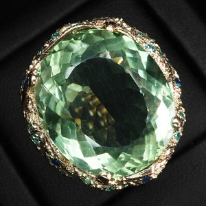 Ravishing Teal Green Tourmaline Oval 26.10Ct 925 Sterling Silver Handmade Rings - Picture 1 of 9