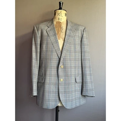 Daks Blazer Men’s Size 44R Grey Plaid Check 100% Pure Wool - Image 1 of 4