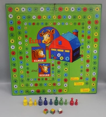 Rare 1941 Elsie & Her Family Get Them in The Barn Board Game Cow Board Game Pcs - Image 1 of 4