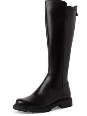 Tamaris Stiefel 25605 0011 Schwarz Leder Stiefelette Blockabsatz Reißverschluss