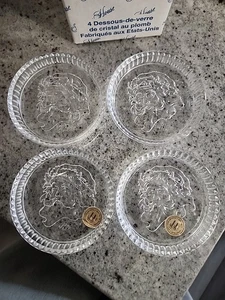 Princess House Royal Santa 24% Lead Crystal Vintage Coasters Set Of 4 EUC - Picture 1 of 5