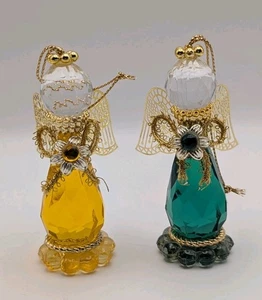 VTG 1994 Roman Inc. Gold & Green Acrylic Ornament Birth Month Metal Wings Set 2 - Picture 1 of 10