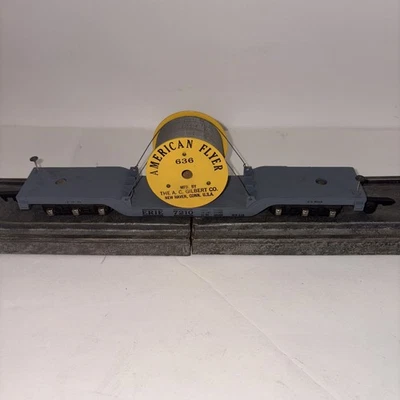 AMERICAN FLYER Erie 7210 Depressed Center 636 Flat Car Wire Spool S Gauge w Box - Image 1 of 4